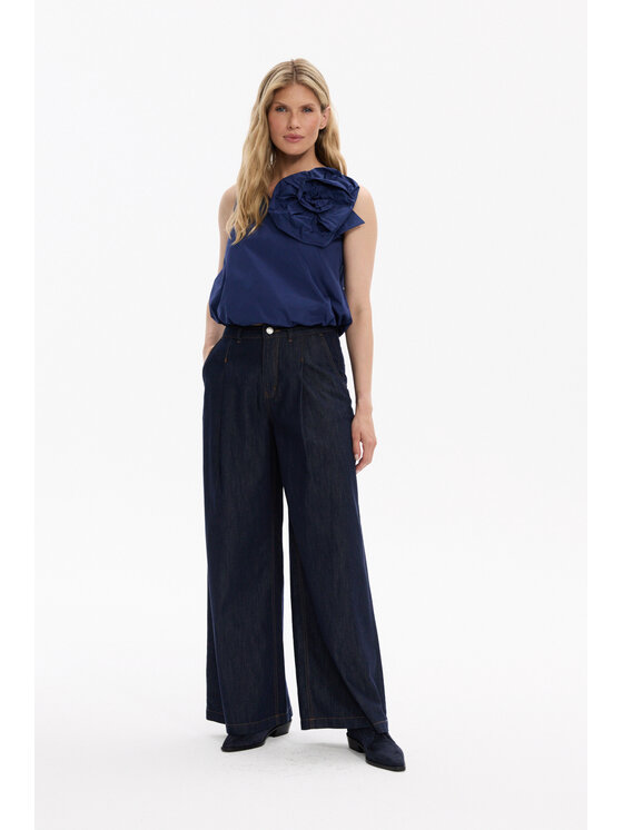 Deni Cler Milano Deni Cler Milano Spodnie materiałowe T-DC-5277-F5-10-59-1 Granatowy Oversize