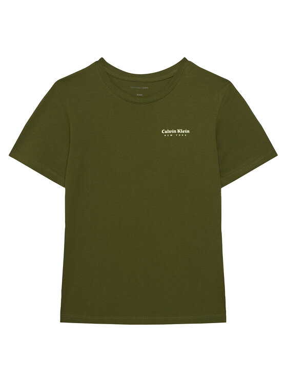 Calvin Klein Jeans T-Shirt Minimal Logo IB0IB02608 Zielony Regular Fit