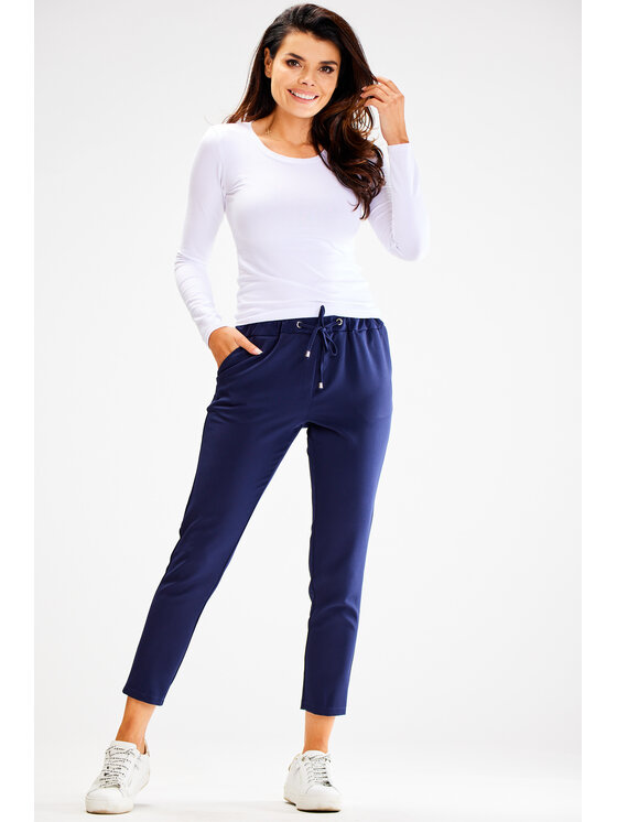 Awama Awama Spodnie damskie A600 Granatowy Basic Fit