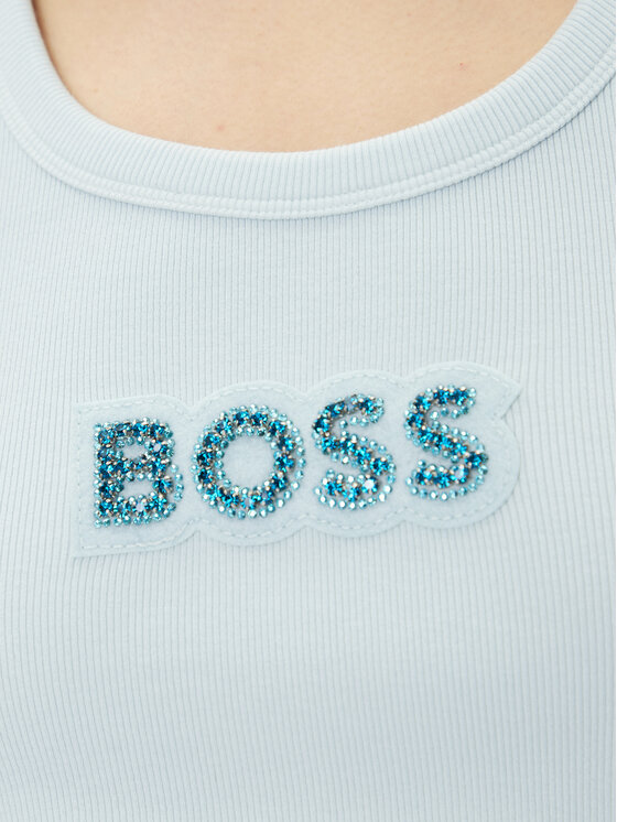 BOSS BOSS Marškinėliai C-Ematite 50536985 Žydra Slim Fit