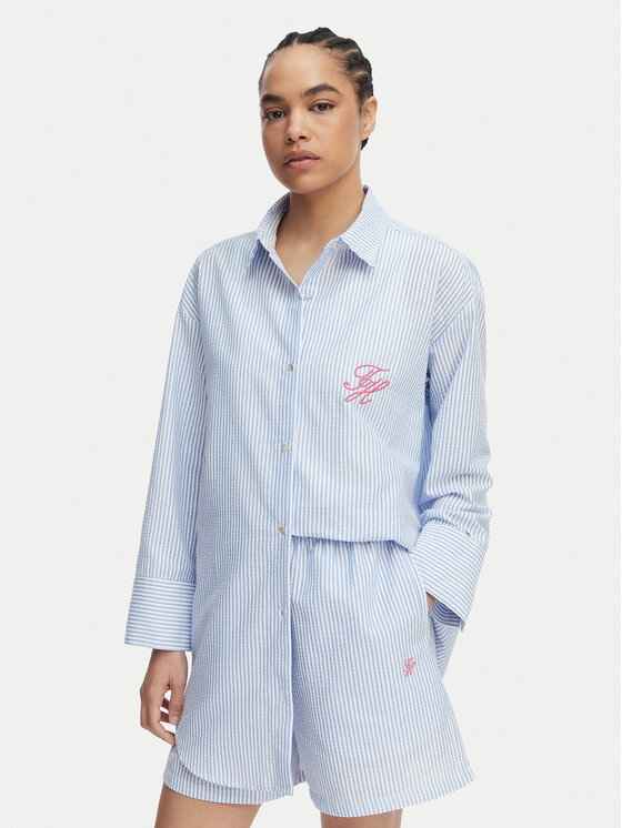 Tommy Hilfiger Tommy Hilfiger Krekls Seersucker UW0UW06474 Zils Regular Fit