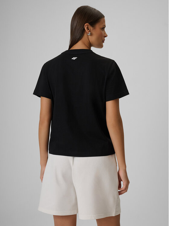 4F 4F T-Shirt BEACHWEAR Czarny Boxy Fit