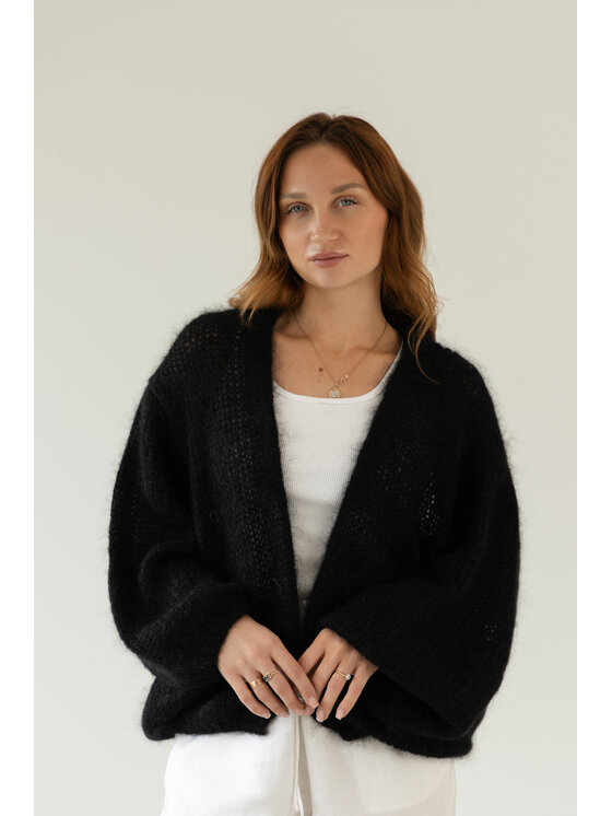 Fobya Fobya Kardigan F3038 Czarny Basic Fit