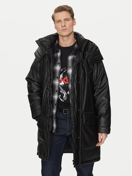 HUGO HUGO Jacke aus Kunstleder Misian2441 50522494 Schwarz Relaxed Fit