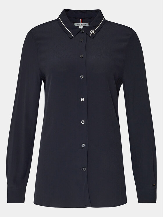 Tommy Hilfiger Tommy Hilfiger Ing Smd Detail Fluid Shirt WW0WW40549 Sötétkék Regular Fit