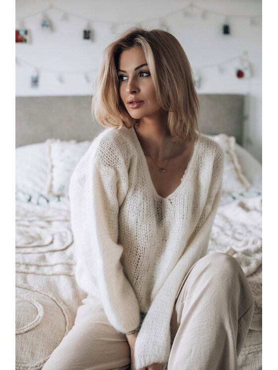 NAOKO NAOKO Kardigan Ivory Echo Zielony Oversize