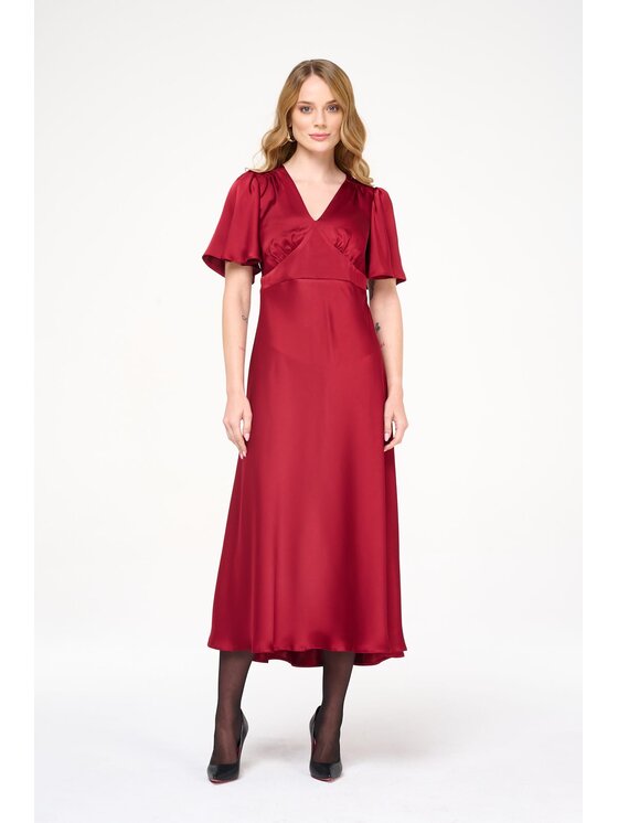 Castellani Castellani Sukienka codzienna Sukienka Sylvi Bordowy Regular Fit