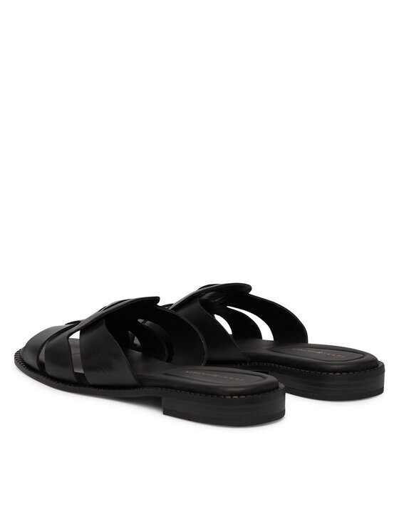 Tommy Hilfiger Tommy Hilfiger Nazouváky Leather Crest Square Toe Sandals FW0FW09126 Černá