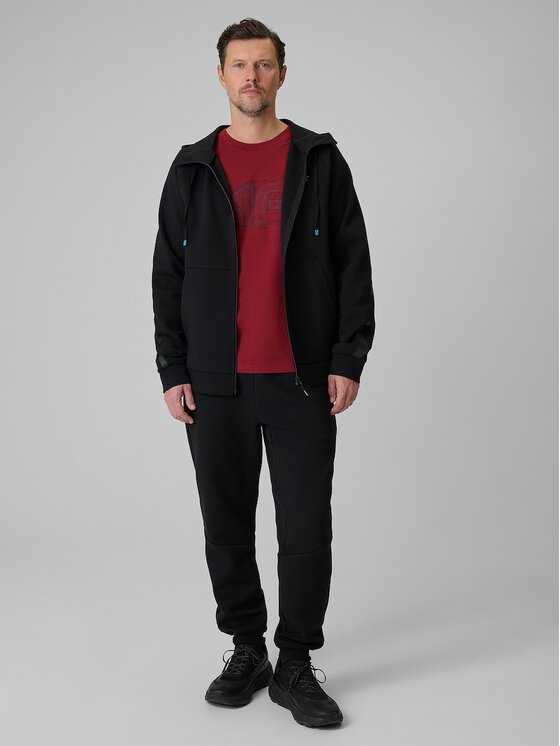 4F 4F Μπλούζα 4FRSS26TSWSM2974-20S Μαύρο Regular Fit