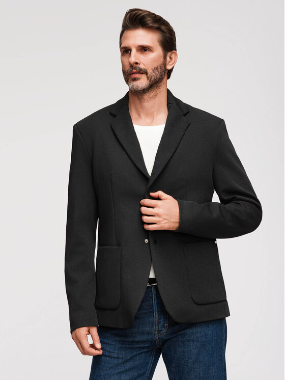 Ombre Ombre Marynarka M167 Czarny Regular Fit