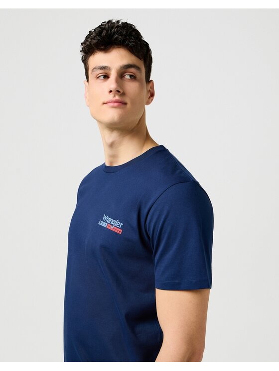 Wrangler Wrangler T-Shirt SMALL AMERICANA TEE Niebieski Regular Fit