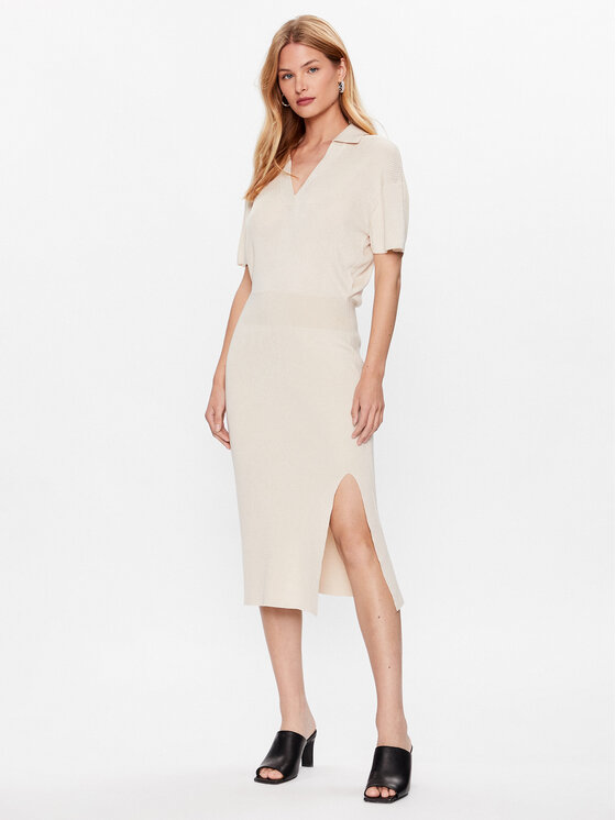 Tommy Hilfiger Tommy Hilfiger Плетена рокля Open Polo WW0WW38886 Бежов Regular Fit