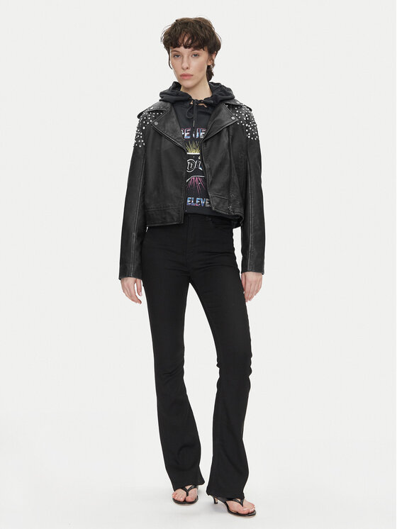 Pepe Jeans Pepe Jeans Geacă de piele Fantasy PL402523 Negru Regular Fit