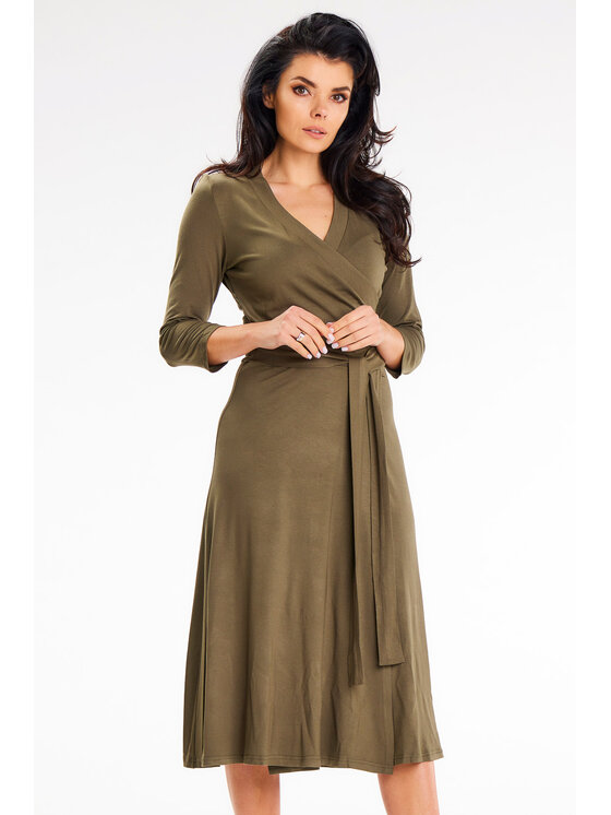 Awama Awama Sukienka letnia A653 Khaki Basic Fit