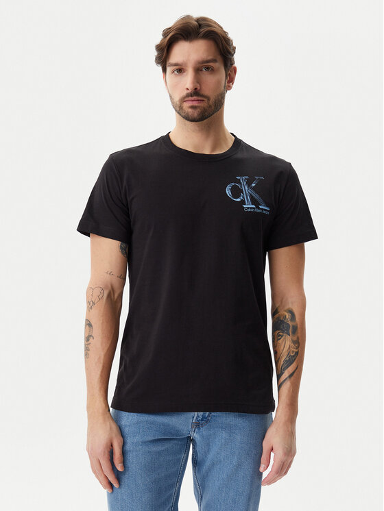 Calvin Klein Jeans Calvin Klein Jeans Póló Meta Monogram J30J325498 Fekete Regular Fit