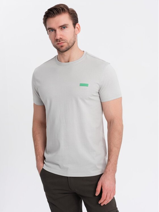 Ombre Ombre T-Shirt OM-TSCT-0151 Szary Regular Fit