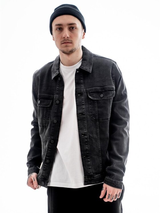Point X Point X Kurtka jeansowa Kurtka Jeansowa Point X Base Big Size Czarna 4XL Czarny Regular Fit
