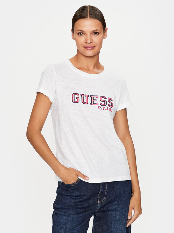 Guess T-krekls W3YI35 K8G01 Balts Regular Fit