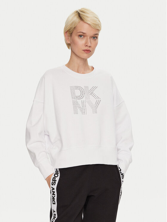 DKNY Sport Džemperis ar kapuci DP4T9968 Balts Loose Fit