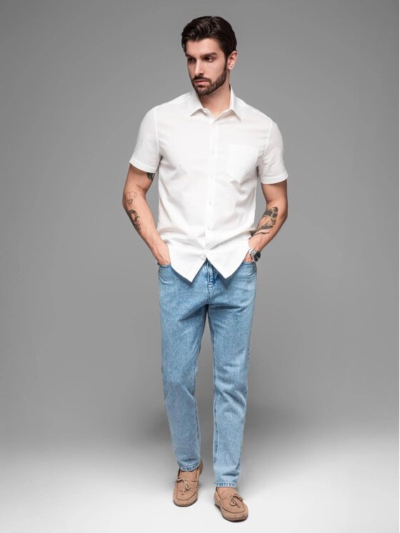 Ombre Ombre Koszula OM-SHSS-0167 Biały Regular Fit