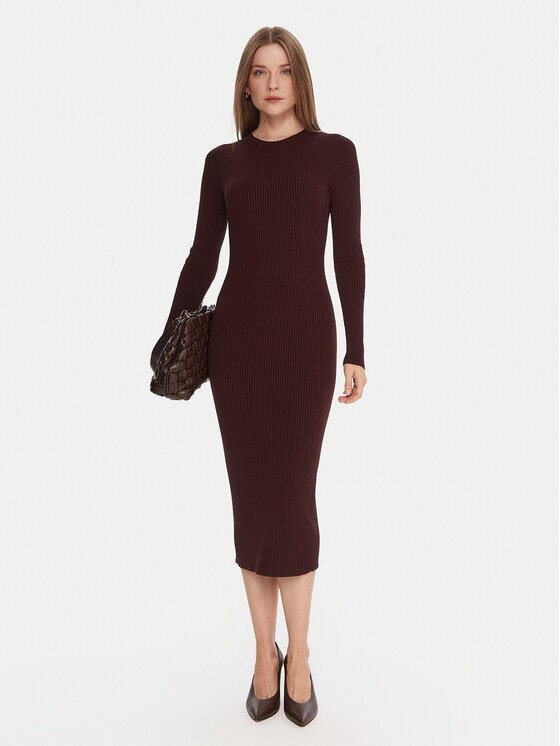 Kontatto Kontatto Трикотажна сукня 3M0829C Бордовий Slim Fit