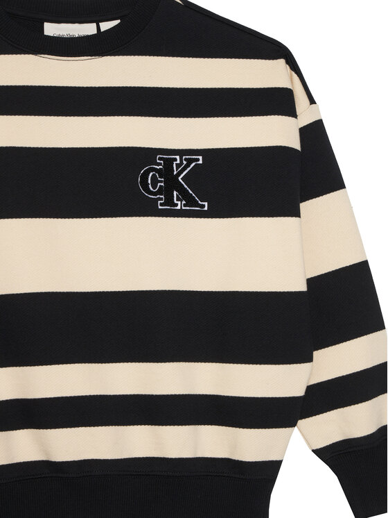 Calvin Klein Jeans Calvin Klein Jeans Pulóver Striped Modern IB0IB02558 Fekete Regular Fit