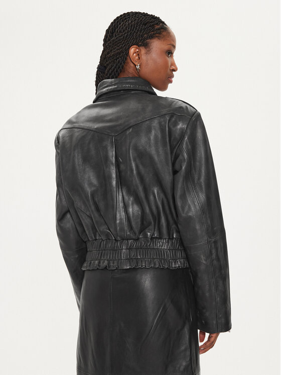 Gestuz Gestuz Lederjacke Gemma 10908766 Schwarz Relaxed Fit