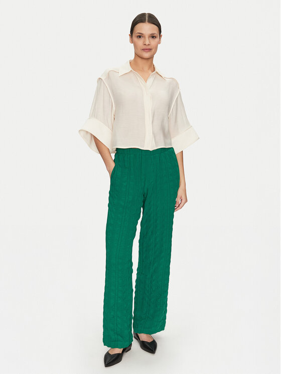Vero Moda Vero Moda Kalhoty z materiálu Noella 10325210 Zelená Straight Fit