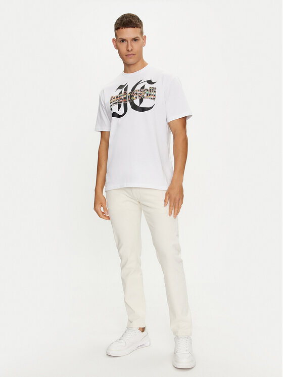 Just Cavalli Just Cavalli T-Shirt 76OAHG12 Biały Regular Fit