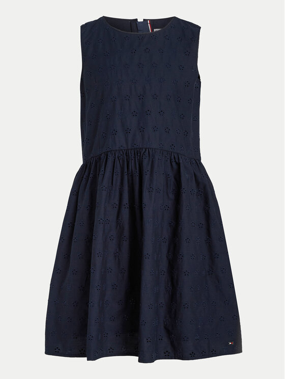 Tommy Hilfiger Tommy Hilfiger Sukienka letnia Anglaise KG0KG07931 M Granatowy Regular Fit