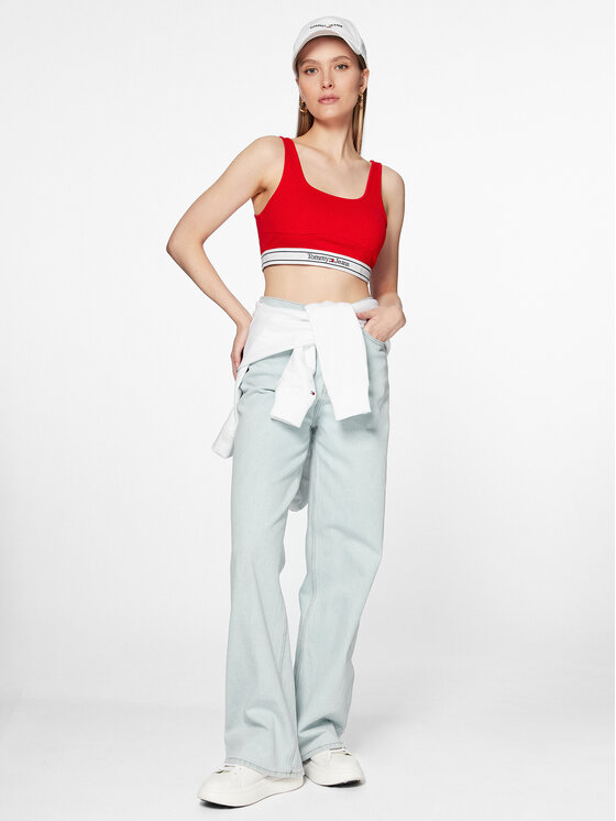 Tommy Jeans Tommy Jeans Top DW0DW15300 Crvena Slim Fit