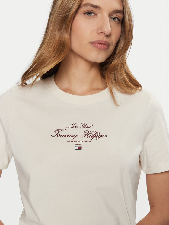 Tommy Hilfiger Tommy Hilfiger T-Shirt WW0WW43895 Εκρού Regular Fit