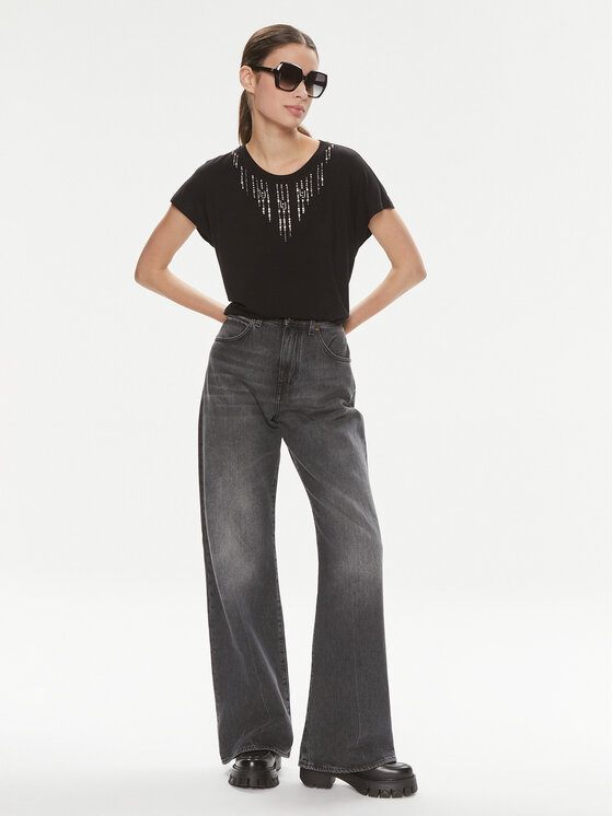 Liu Jo Liu Jo Halenka Ecs T-Shirt St P M/C TA4194 JS360 Černá Regular Fit