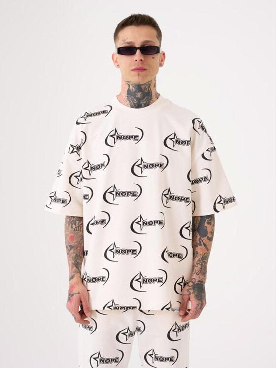 T-Shirt Machinist, Rozmiar M, Beżowe, Koszulka Z Krótkim Rękawem Męska Kremowa Machinist Nope XL