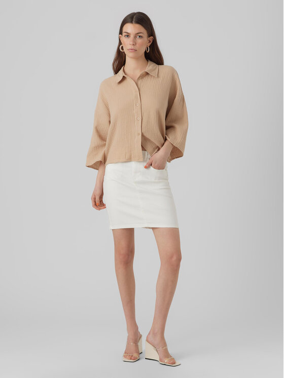 Vero Moda Vero Moda Fustă de blugi Luna 10279491 Alb Regular Fit