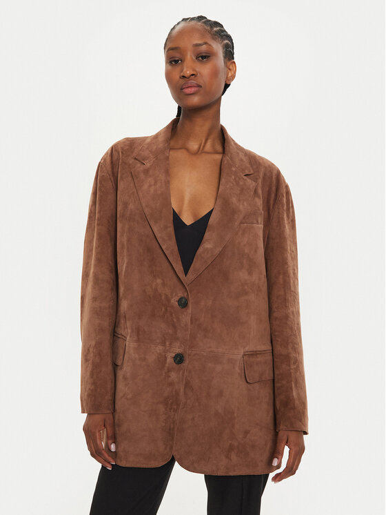 Weekend Max Mara Kožená bunda Oggi 2425446021 Hnedá Regular Fit