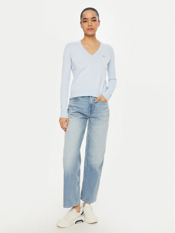 Tommy Jeans Tommy Jeans Pulover Essential DW0DW19888 Svetlo modra Regular Fit