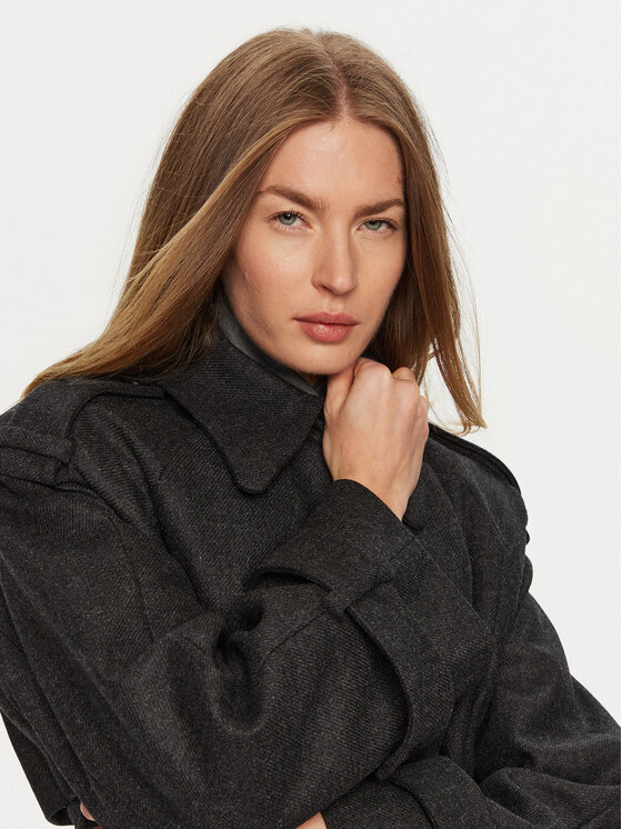 IVY OAK IVY OAK Płaszcz wełniany Caroline Ann IO111147 Szary Relaxed Fit