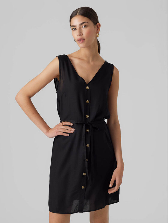 Vero Moda Rochie de vară Bumpy 10286519 Negru Regular Fit
