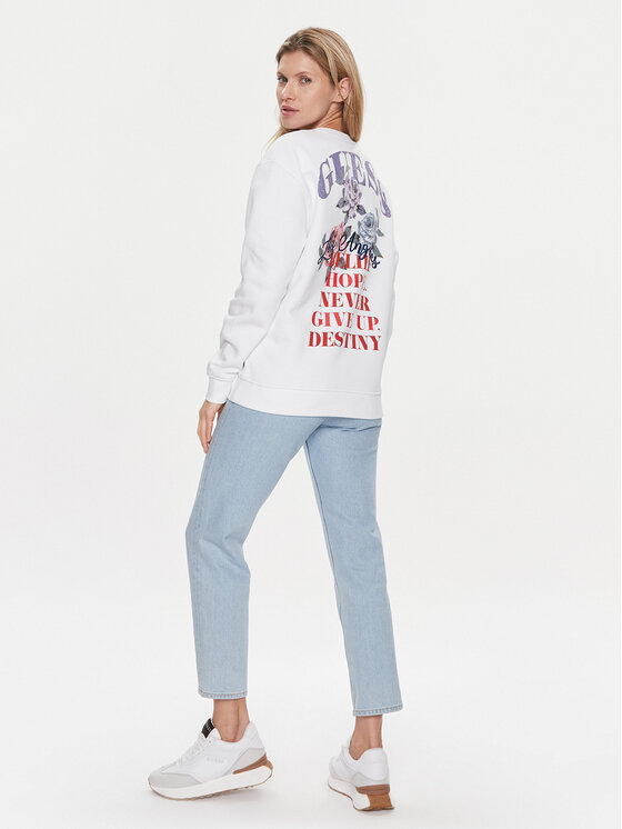 Guess Guess Bluza Destiny W4RQ10 K9Z21 Biały Regular Fit