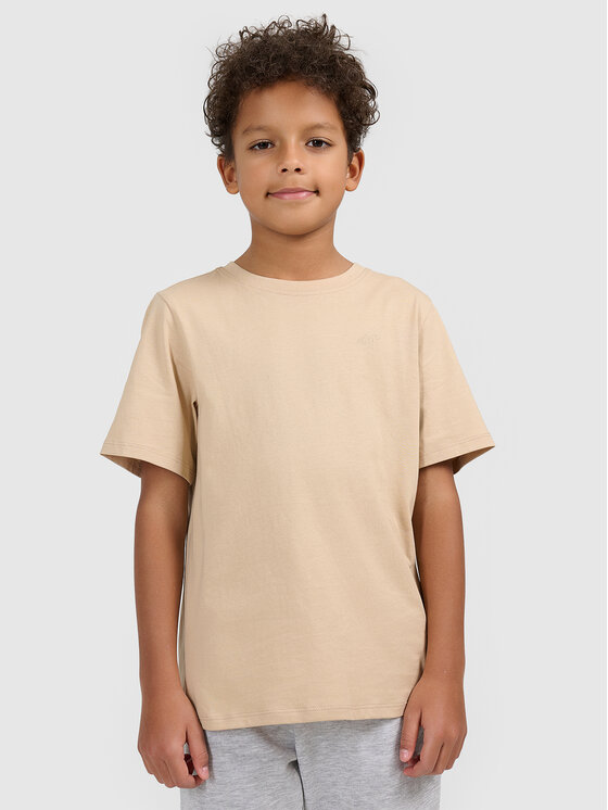 4F 4F T-Shirt BASIC+ Beżowy Regular Fit
