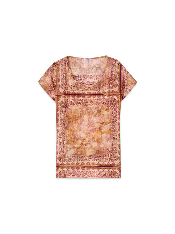 Oltre Oltre Bluzka 2145J000942N0S7 Pomarańczowy Regular Fit