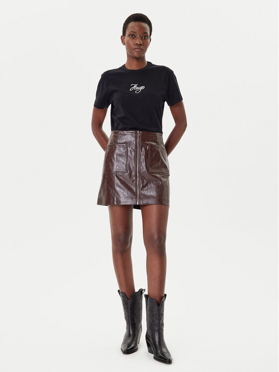 HUGO HUGO Dirbtinės odos sijonas Ralitte-1 50544832 Ruda Slim Fit