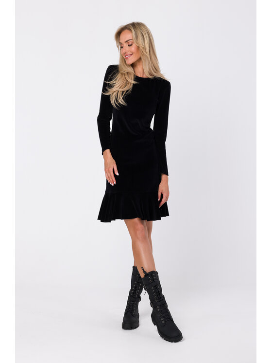 Made of Emotion Made of Emotion Koktejlové šaty M765 Čierna Modern Fit