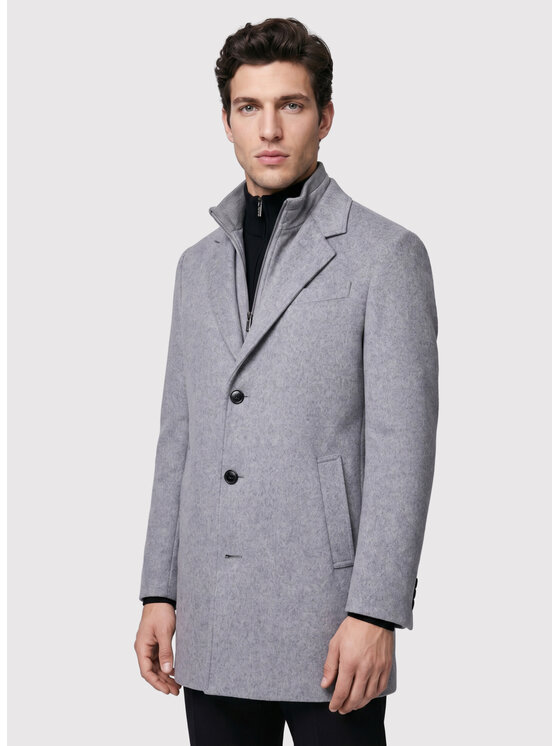 Pako Lorente Pako Lorente Płaszcz wełniany P26WF-7X-012 Szary Straight Fit