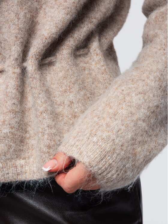 Ombre Ombre Sweter OW-SW-E0068 Beżowy Regular Fit