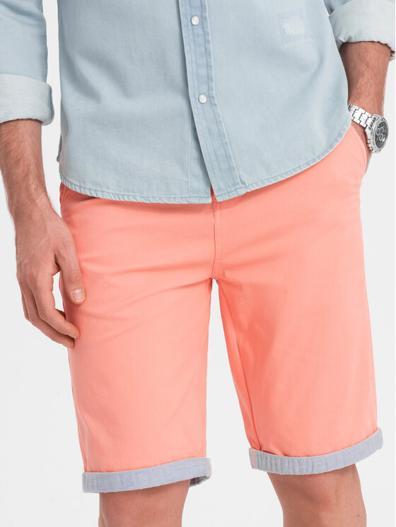 Ombre Ombre Šortky z materiálu W421 Růžová Regular Fit