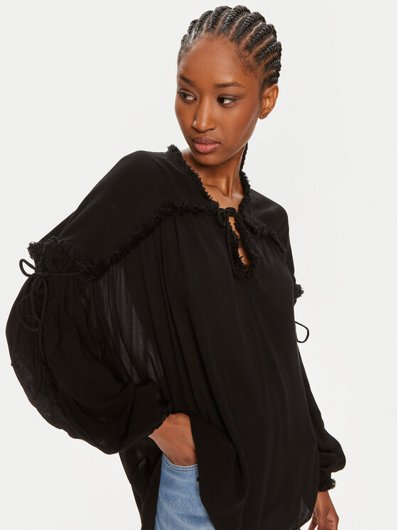 Munthe Munthe Blúz Observation 242100724223 Fekete Loose Fit