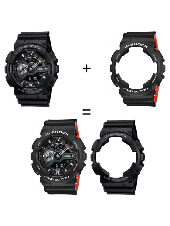 Casio Casio Zegarek SET GA-110-1BER + BEZEL 10508136 + PASEK 10577142 Czarny
