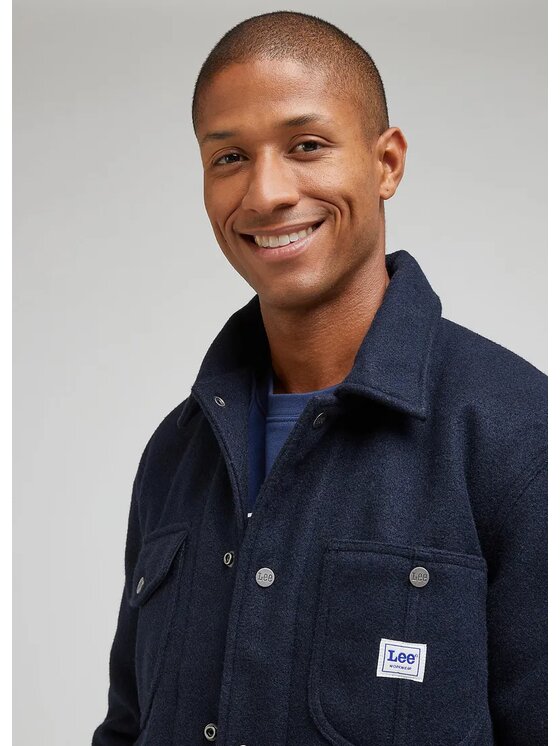 Lee Lee Kurtka przejściowa WOOL JACKET Niebieski Regular Fit